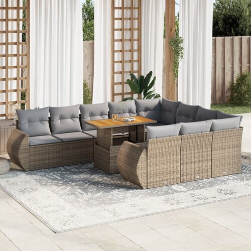 vidaXL 11-dijelni set vrtnih sofa od poliratana s jastucima bež Cijene