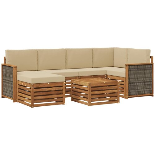 vidaXL Kotna sedežna garnitura z blazino 6 pcs Naravna, (5000270645) Cene