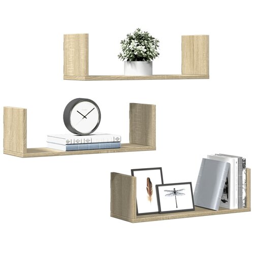 vidaXL Stenska polica 3 kosi sonoma hrast 58x18x18 cm inženirski les Cene