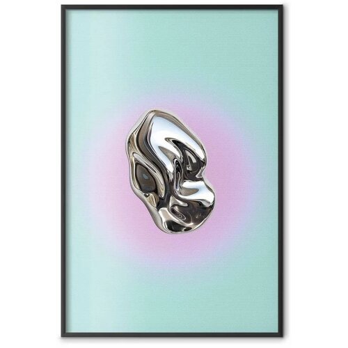  Plakat Metallic Form - abstract sculpture on a mint background with a purple halo 40x60 Crni okvir Cijene