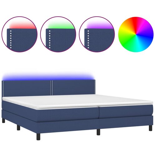 Maison Chic Box spring postelja - Vzmetna postelja z vzmetnico LED modra 200x200 cm blago SL2899, (21901329) Cene