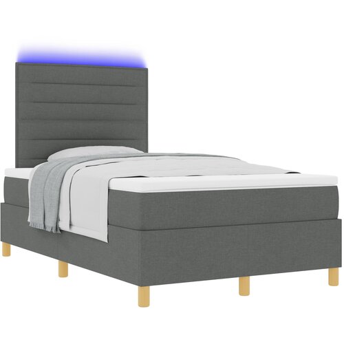 VidaXL Postelja z vzmetnico in LED osvetlitvijo Temno siva 120x200 cm Tkanina Slike