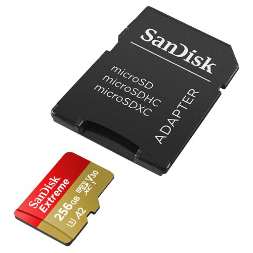 San Disk Extreme microSDXC 256GB + SD Adapter 190MB/s & 130MB/s A2 C10 V30 UHS-I U3 Cene