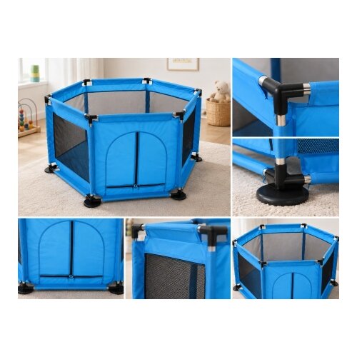 Delunaro dečija ogradica &amp;scaron;estougaona 128x110x65cm ( KLK2606-Blue ) Slike