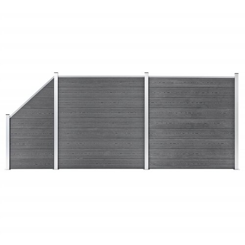 vidaXL WPC ograjni paneli 2 kvadratna + 1 poševni 446x186 cm sivi Cene