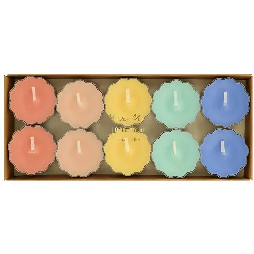 Meri Meri Čajne sveče v kompletu 10 ks čas gorenja 4,5 h Rainbow –