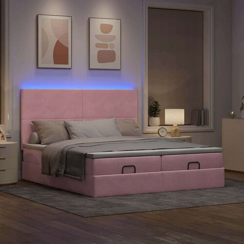 VidaXL Okvir kreveta s madracima ružičasti 180x200cm bar&amp;scaron;unasti Slike
