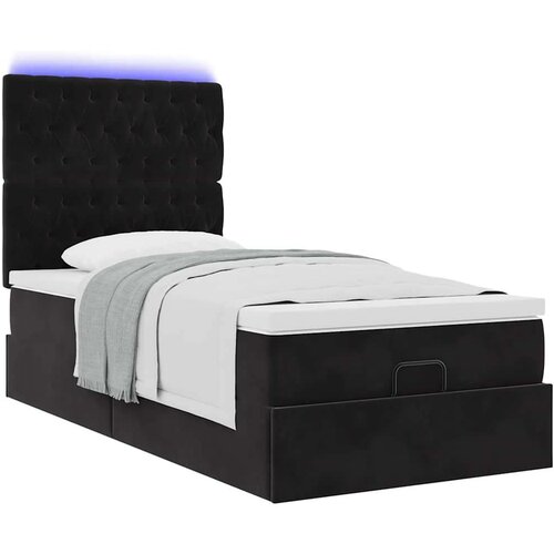 VidaXL Otomanski okvir kreveta s madracima crni 90x190cm bar&amp;scaron;unasti Slike