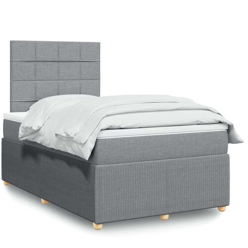 vidaXL Boxspring postelja z vzmetnico svetlo siva 120x190 cm blago Cene