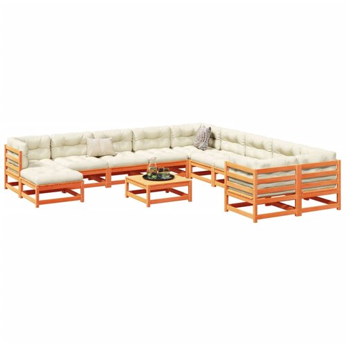 VidaXL 12-dijelni set vrtnih sofa vo&amp;scaron;tano smeđi od masivne borovine Slike