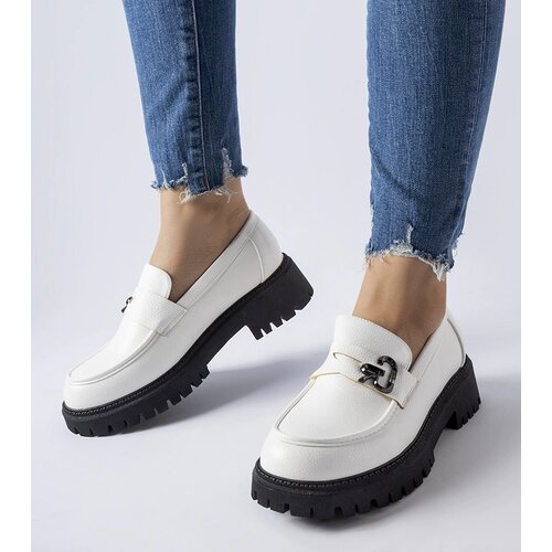 Gemre Black and white loafers with a buckle Francesca Slike