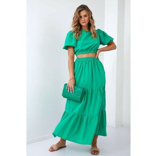 Fasardi Women's summer set blouse with a skirt green Slike