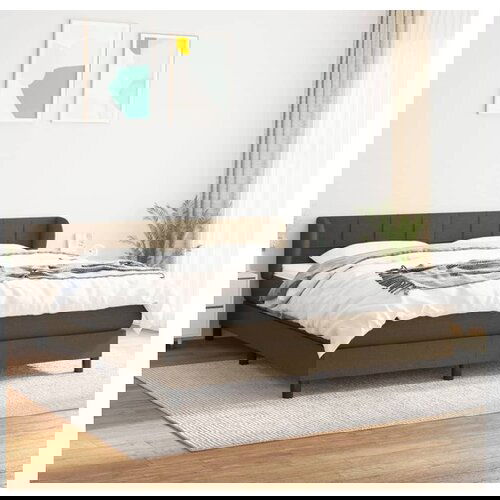 vidaXL Box spring postelja z vzmetnico temno rjava 160x200 c Cene