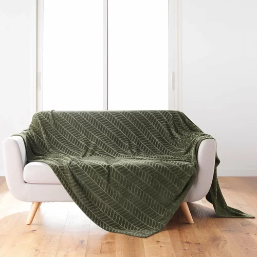 Douceur d intérieur Kaki zeleni prekrivač od mikroflanela 180x220 cm Arya –