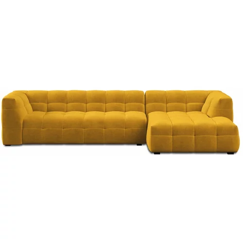 Windsor & Co Sofas rumena žametna kotna sedežna garnitura Vesta, desni kot
