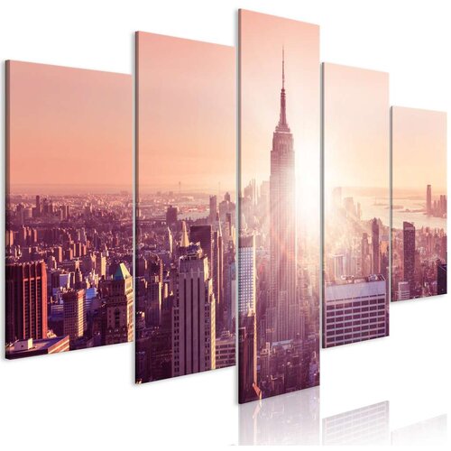  Slika - Sun over Manhattan (5 Parts) Wide Orange 100x50 Slike