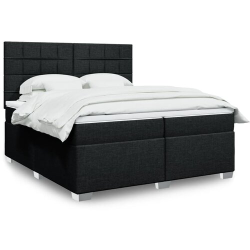 VidaXL Krevet s oprugama i madracem crni 200x200 cm od tkanine Slike