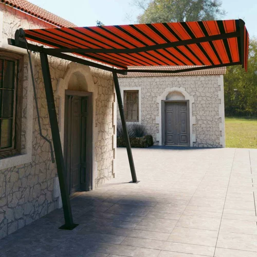  Avtomatsko zložljiva tenda s stebrički 4,5x3 m oranžna in rjava, (20703356)