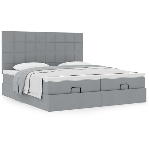 vidaXL Otomanski posteljni okvir z vzmetnicami siv 160x200 cm blago Cene