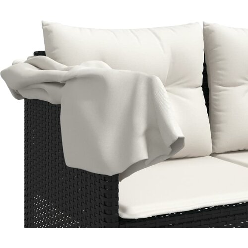  5-dijelna vrtna garnitura od poliratana s jastucima crna 204 x 55 x 70 cm Slike
