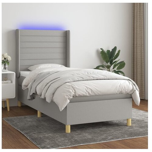  Krevet box spring s madracem LED svjetlosivi 100x200 cm tkanina Cene