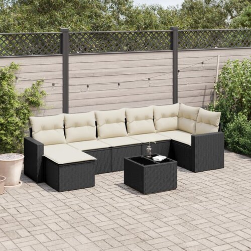  8-dijelni set vrtnih sofa od poliratana s jastucima crni Slike