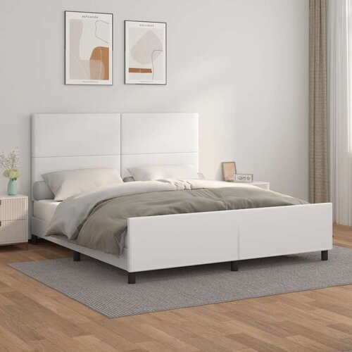  Za krevet s uzglavljem bijeli 180x200 cm od umjetne kože Cijene