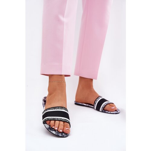 Boto Patterned Flat Women's Slippers Black Leysi Cene