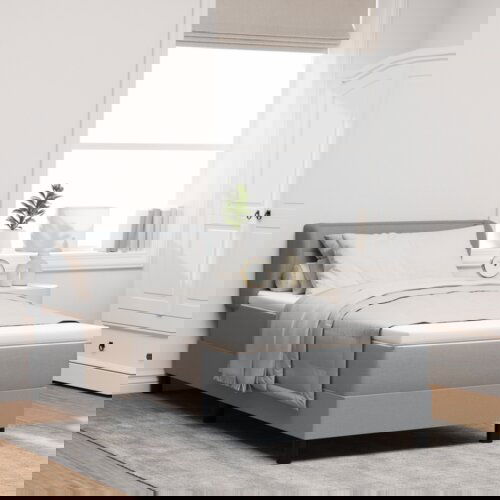 Box Spring Krevet s Madracem Svjetlosiva 90x190 cm Tkanina Cijene
