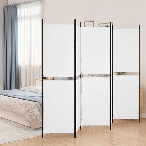 vidaXL Sobna pregrada s 5 panela bijela 250 x 180 cm od tkanine Cene