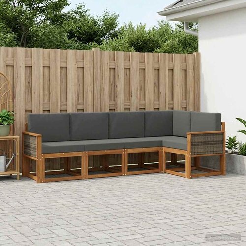  Set vanjskih sofa 5 kom. Prirodna i antracit Poliester Smeđa 243 x 124,5 x 73 cm Cijene