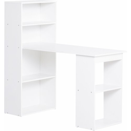 HOMCOM Računalniška pisalna miza s prostorsko varčnim regalom za računalnik, jedilna miza za pisarno in kabinet, 120x55x120 cm, bela, (20728009) Cene