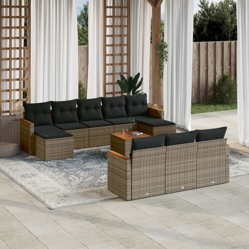 vidaXL 11-dijelni set vrtnih sofa od poliratana s jastucima sivi Cijene