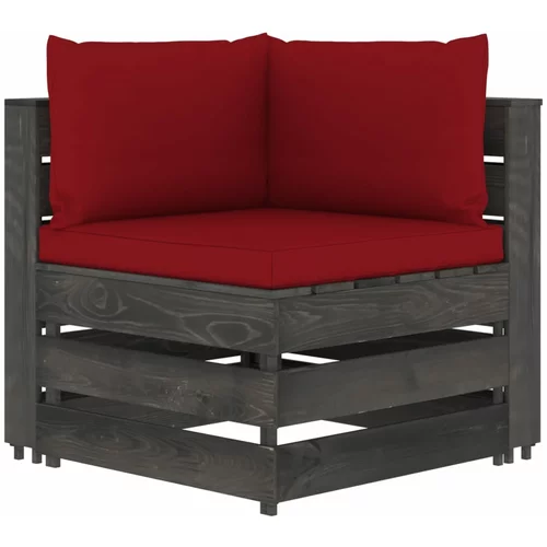  Modularna kutna sofa s jastucima od sivo impregniranog drva