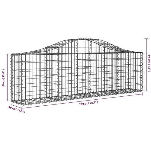  Lučne gabionske ko&amp;scaron;are 12 kom 200x30x60/80 cm pocinčano željezo Slike
