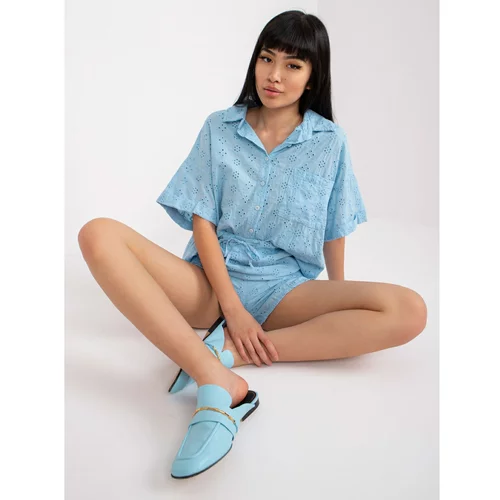Fashion Hunters A blue cotton summer set with a shirt