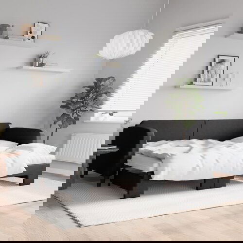 vidaXL Dnevni krevet na razvlačenje s madracima crni 90x200 cm tkanina Cijene