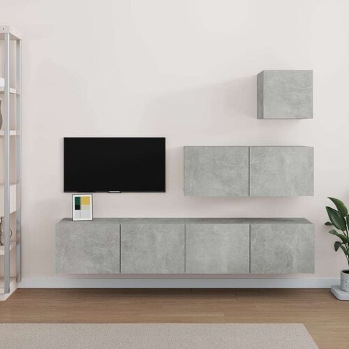  Komplet TV omaric 4-delni betonsko siv inženirski les, (20734658) Slike
