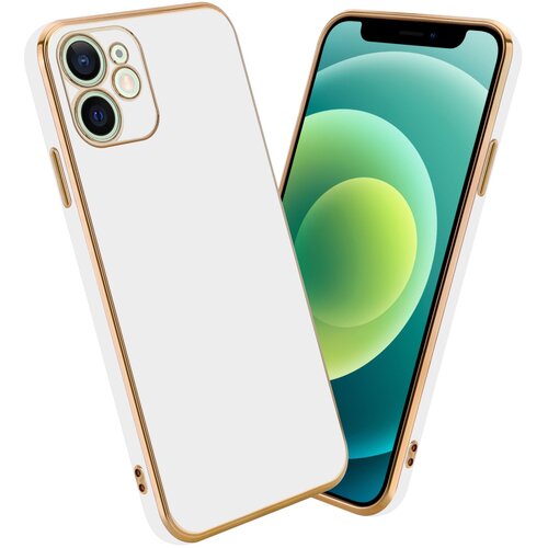 Cadorabo Ohi&scaron;je, združljiv z Apple v sijajnem belem - zlati - za&scaron;čitni pokrov iz fleksibilnega silikona TPU in z za&scaron;čito pred kamero, (20596851) Cene