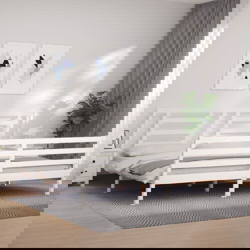 vidaXL Okvir kreveta s uzglavljem bijeli 6FT bračni od masivnog drva Cijene