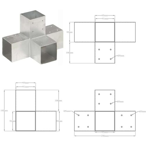 VidaXL spojnik za stupove u x-obliku od pocinčanog metala 91 x 91 mm Slike