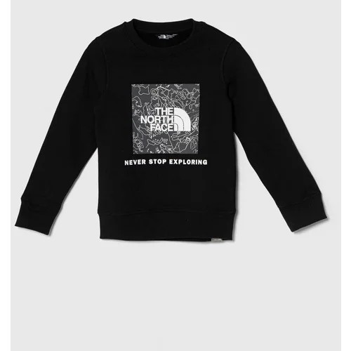 The North Face Otroški bombažen pulover REDBOX CREW črna barva