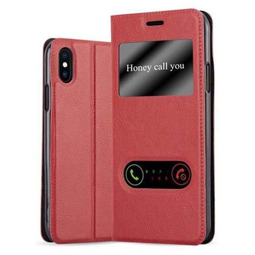 Cadorabo Ohišje, združljivo z Apple iPhone X / XS v žafranovo rdeča - Zaščitni ovitek z magnetnim zapiranjem, stoječo funkcijo in 2 okencema za gledanje, (20558558) Cene