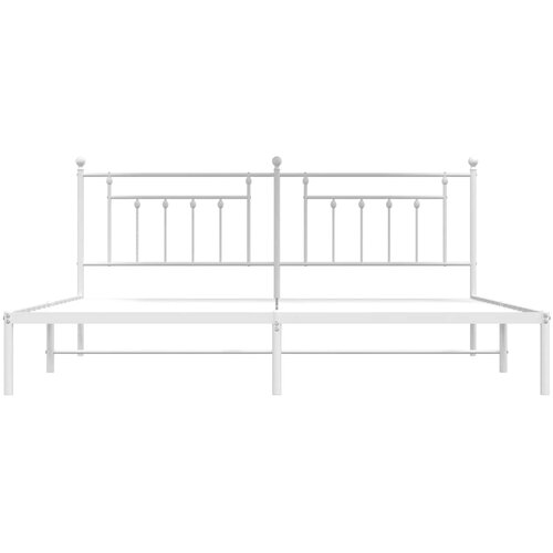  Metalni okvir za krevet s uzglavljem bijeli 193x203 cm Slike