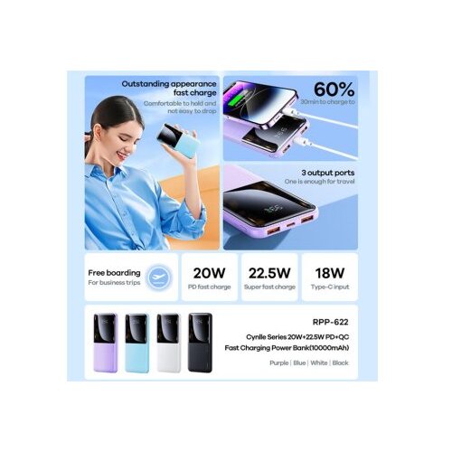 Remax Power bank pd 20w+qc 22.5w fast rpp-622 10000mah beli ( BAT9590 ) Cene