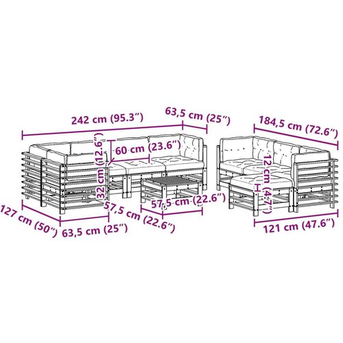  Set lounge namje&amp;scaron;taja za vrt 10 pcs Vo&amp;scaron;tanosmeđa Slike