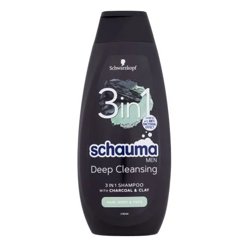 Schwarzkopf Schauma Men Deep Cleansing 3in1 večnamenski šampon z aktivnim ogljem in glino za moške