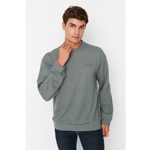 Trendyol Mint Men's Relaxed Fit Crew Neck Minimal Printed Sweatshirt Slike