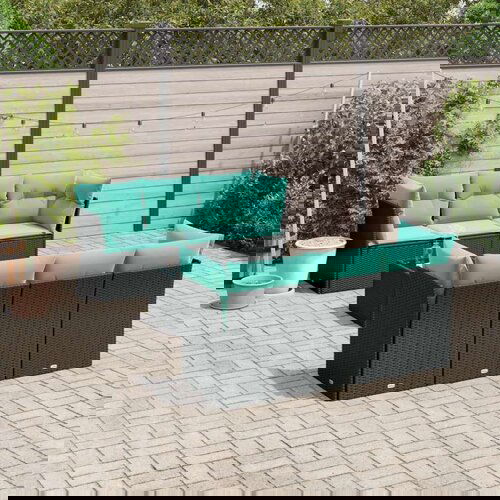  7-dijelni set vrtnih sofa od poliratana s jastucima crni Slike