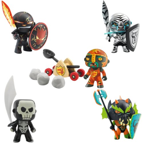 Djeco Komplet Arty Toys veliki - vitezi Baldy & katapult & Volcano & Skully & Drack & Furious Cene
